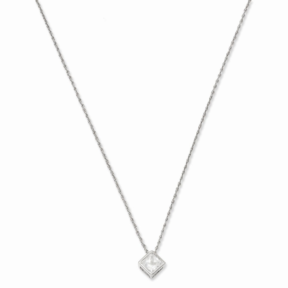 18in Rhodium-plated Kelly Waters Bezel Princess Cut CZ Necklace