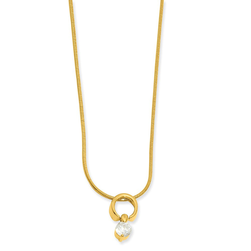 18in Gold-plated Kelly Waters Dangling Round CZ Necklace