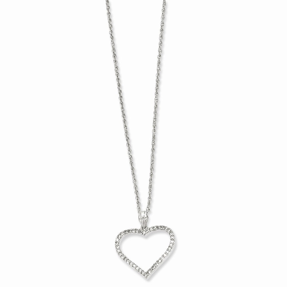 18in Rhodium-plated Kelly Waters Large CZ Heart Necklace