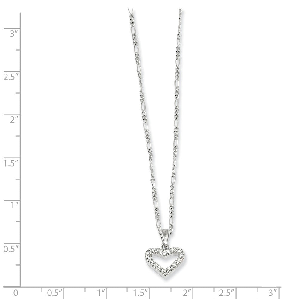 18in Rhodium-plated Kelly Waters CZ Heart Necklace