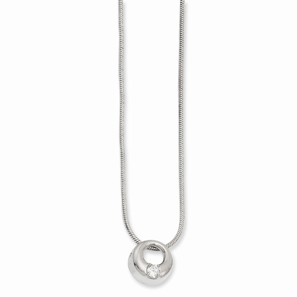 18in Rhodium-plated Kelly Waters Open Circle CZ Necklace