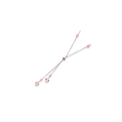 16in Rhodium-plated Kelly Waters Pink Crystal Y-Necklace