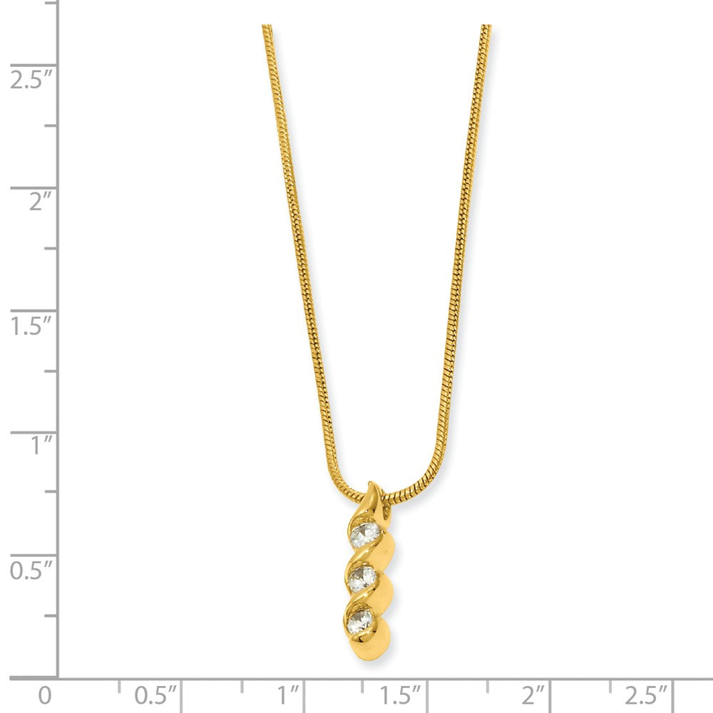 18in Gold-plated Kelly Waters Three Stone CZ Swirl Necklace