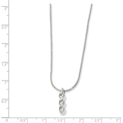 18in Rhodium-plated Kelly Waters Three Stone CZ Swirl Necklace