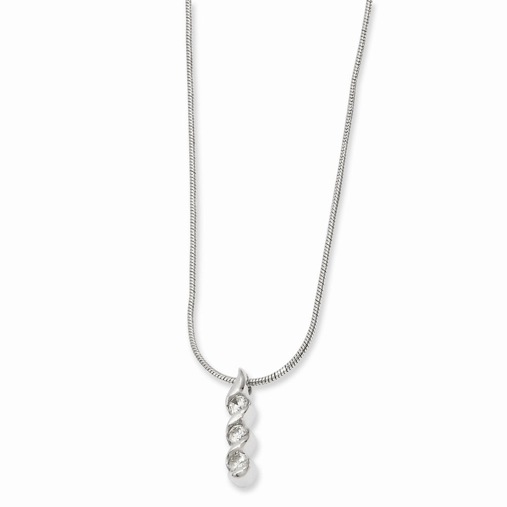 18in Rhodium-plated Kelly Waters Three Stone CZ Swirl Necklace