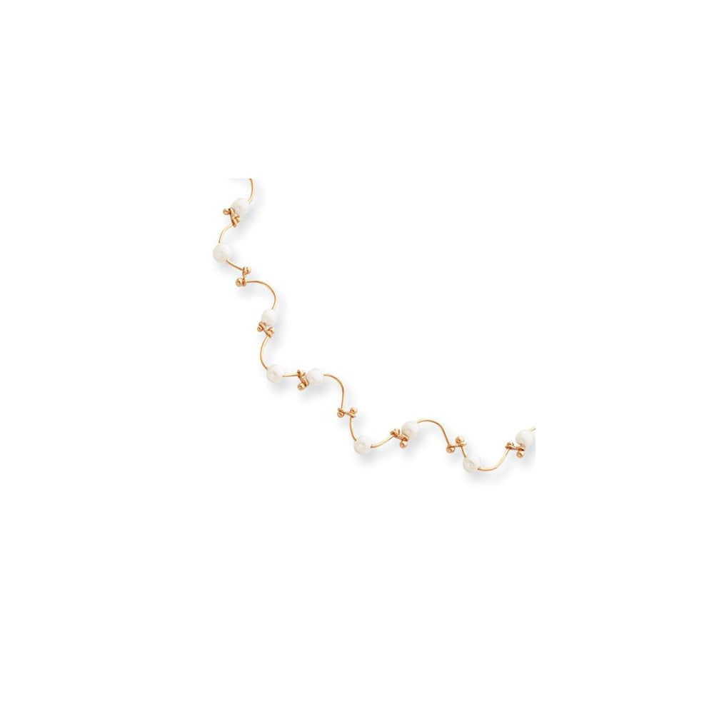 18in Gold-plated Kelly Waters Floating FW Cultured Pearl Wave Necklace
