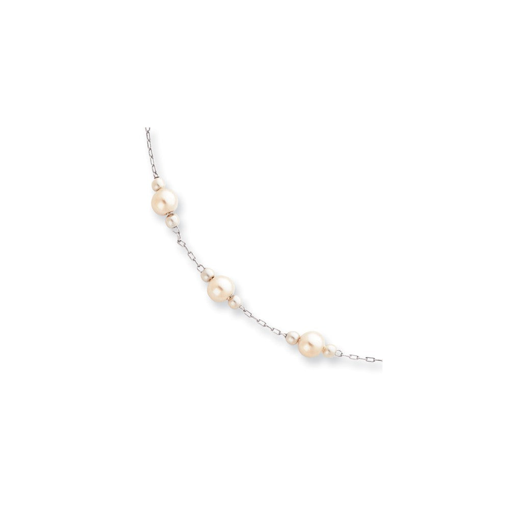 18in Rhodium-plated Kelly Waters White Simulated Pearl Necklace