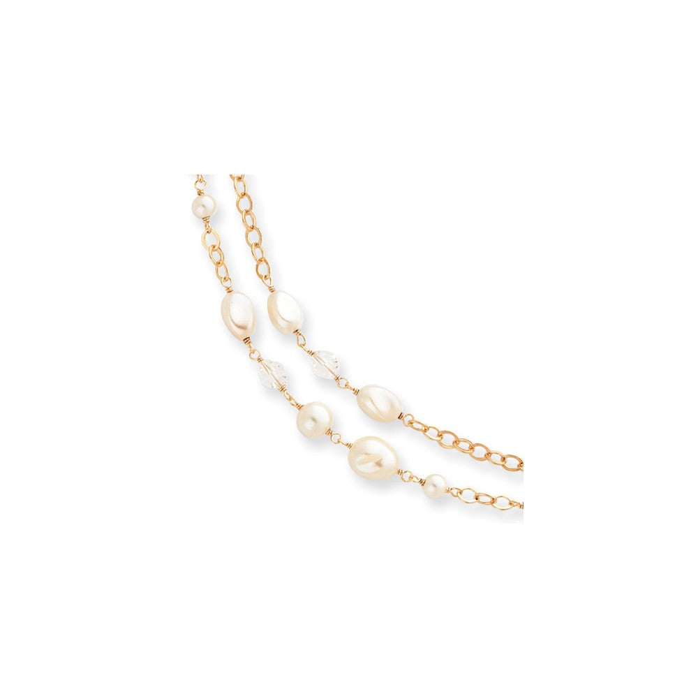 Gold-plated Kelly Waters White Simulated Pearl and Crystal Necklace