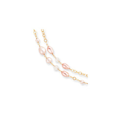 Gold-plated Kelly Waters Pink Simulated Pearl and Crystal Necklace
