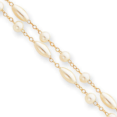 8.25in Gold-plated Kelly Waters Two Strand Simulated Pearl Bracelet