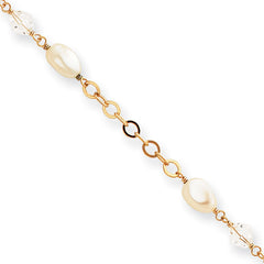 8.25in Gold-plated Kelly Waters White Simulated Pearl and Crystal Bracelet