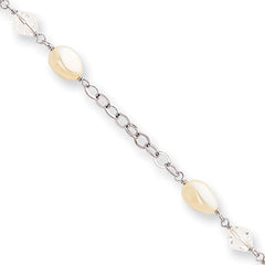 8.25in Rhodium-plated Kelly Waters White Simulated Pearl and Crystal Bracel