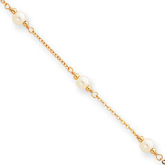 8.25in Gold-plated Kelly Waters White Simulated Pearl Bracelet