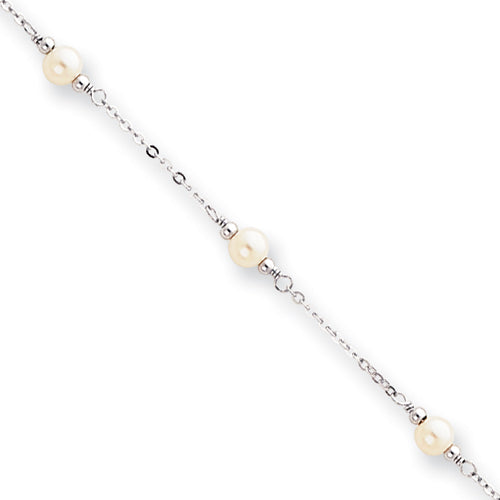 8.25in Rhodium-plated Kelly Waters White Simulated Pearl Bracelet