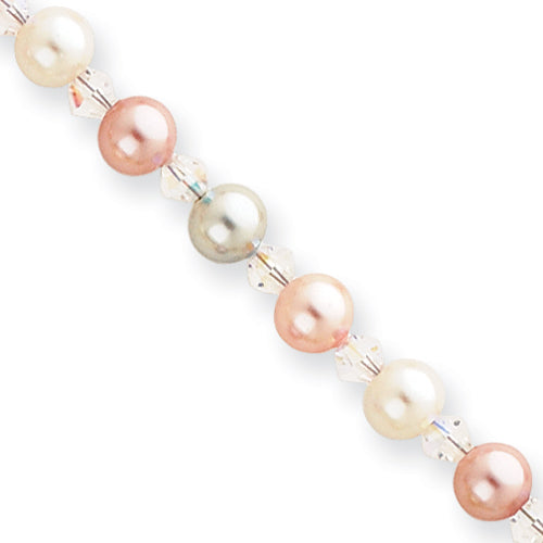 8.25in Rhodium-plated Kelly Waters Multicolored Simulated Pearl Bracelet