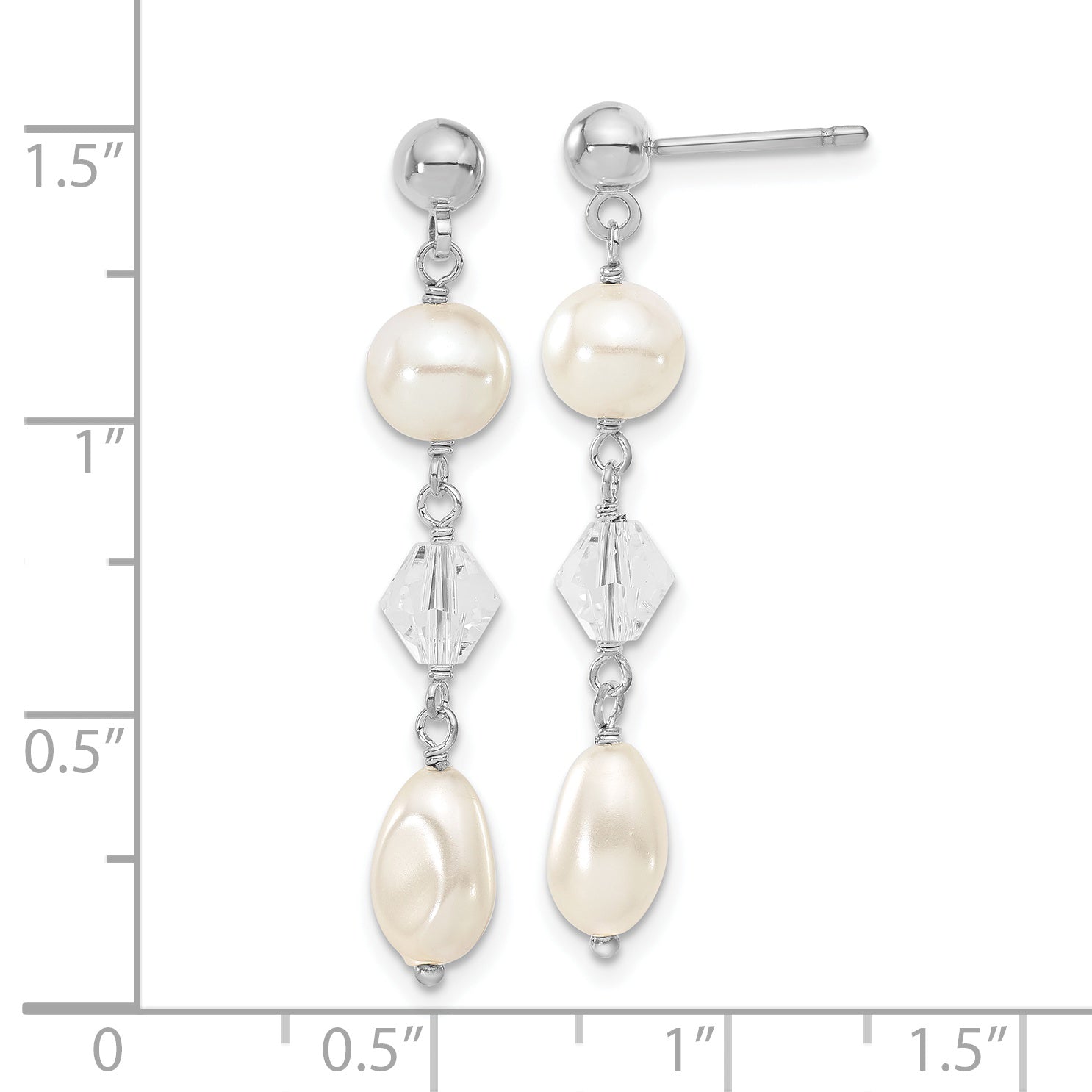 Kelly Waters Rhodium-plated White Simulated Pearl and Crystal Drop Earrings