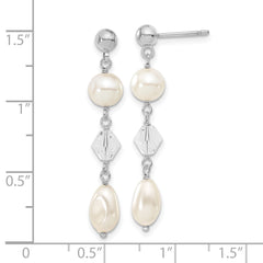Kelly Waters Rhodium-plated White Simulated Pearl and Crystal Drop Earrings
