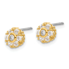 Gold-plated Kelly Waters White CZ Flower Earrings