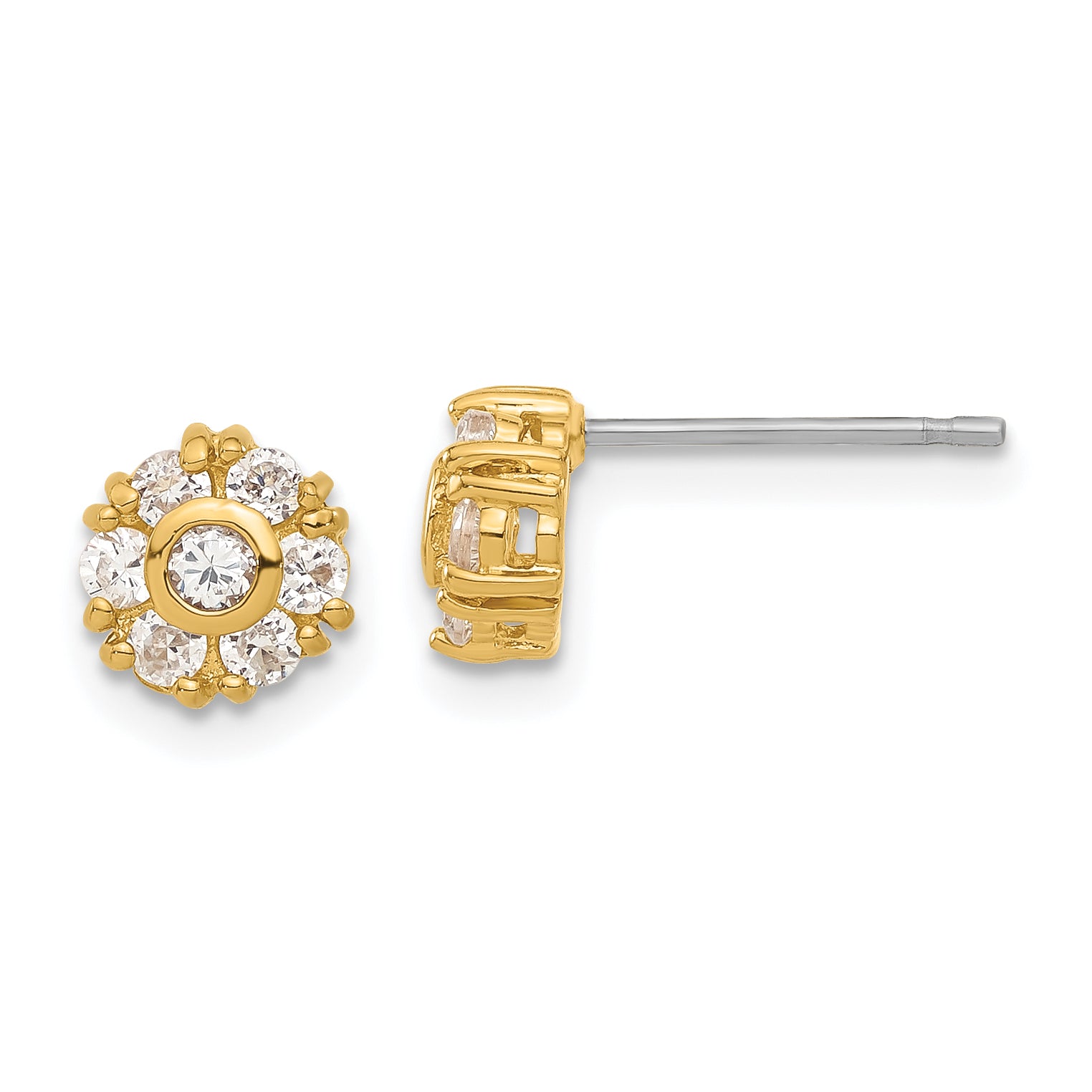 Gold-plated Kelly Waters White CZ Flower Earrings