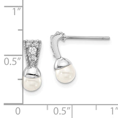 Kelly Waters Silver-tone Dangle Earrings with Simulated Pearl & CZ in Gift Box