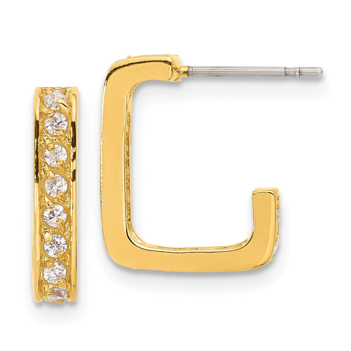 Gold-plated Kelly Waters Square Hoop CZ Earrings
