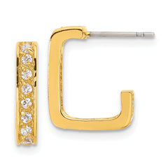 Gold-plated Kelly Waters Square Hoop CZ Earrings