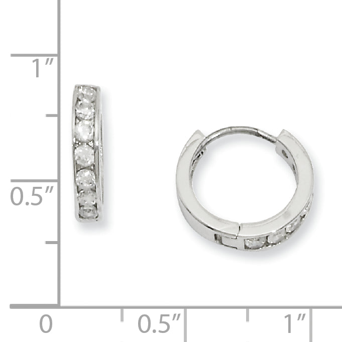 Kelly Waters Rhodium-plated Channel Set Clear CZ Huggie Earrings