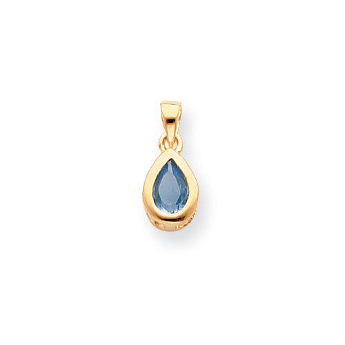 Gold-plated Kelly Waters March Birthstone Teardrop CZ Necklace