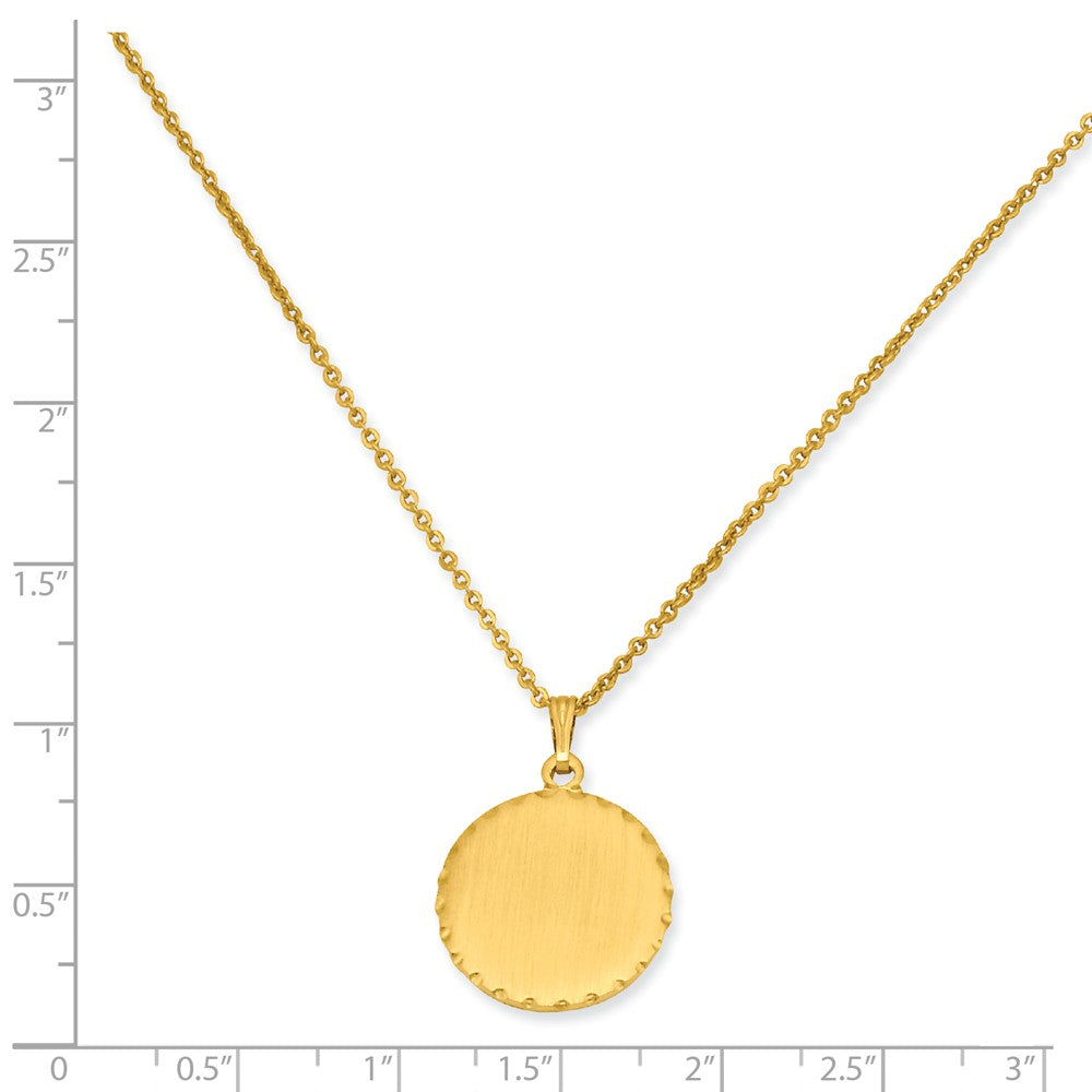 18in Gold-plated Kelly Waters Medium Satin Round Engraveable Disc Necklace