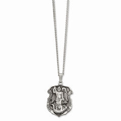 24in Rhodium-plated Kelly Waters St. Michael Medal Necklace