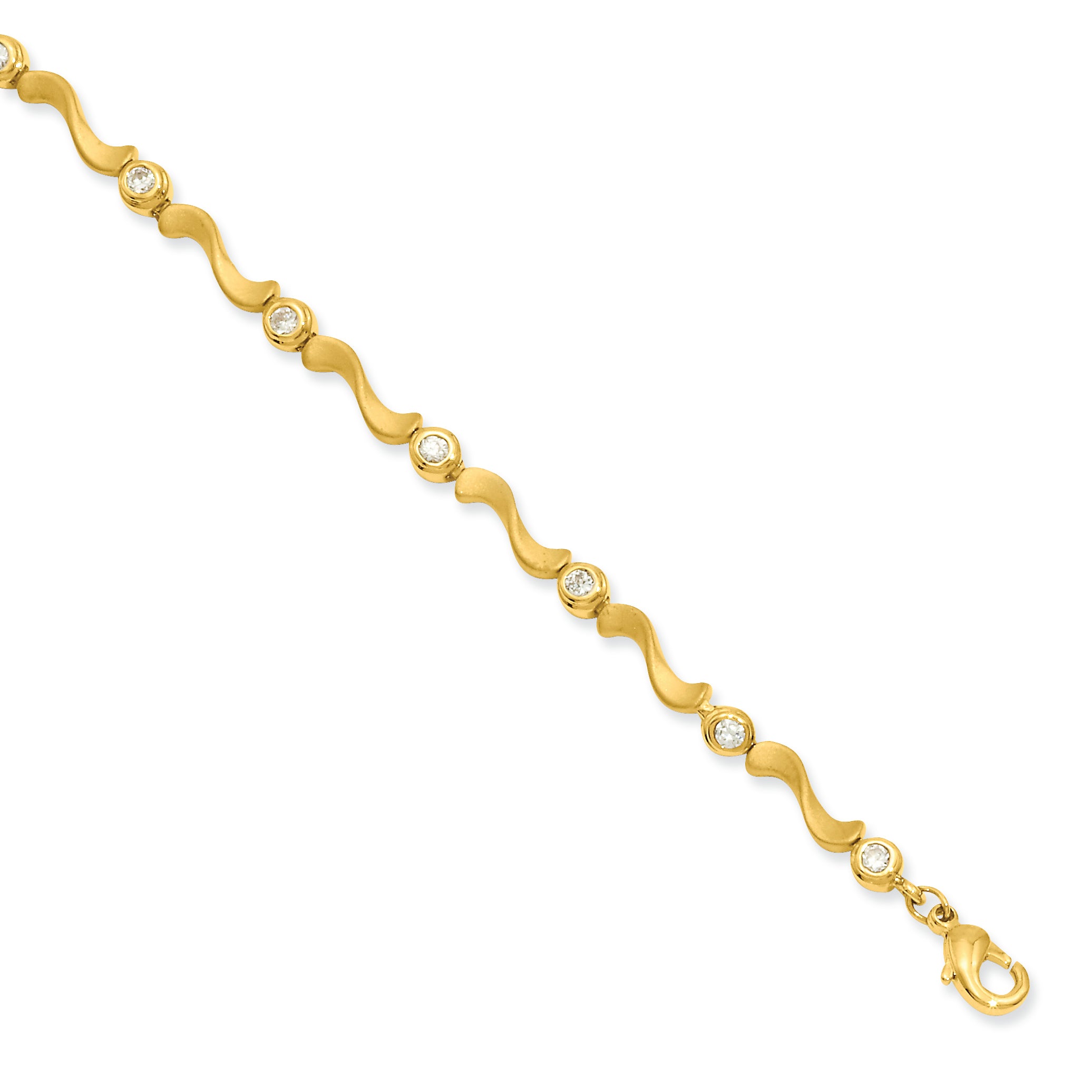 8.25in Gold-plated Kelly Waters Bezel CZ S Link Bracelet