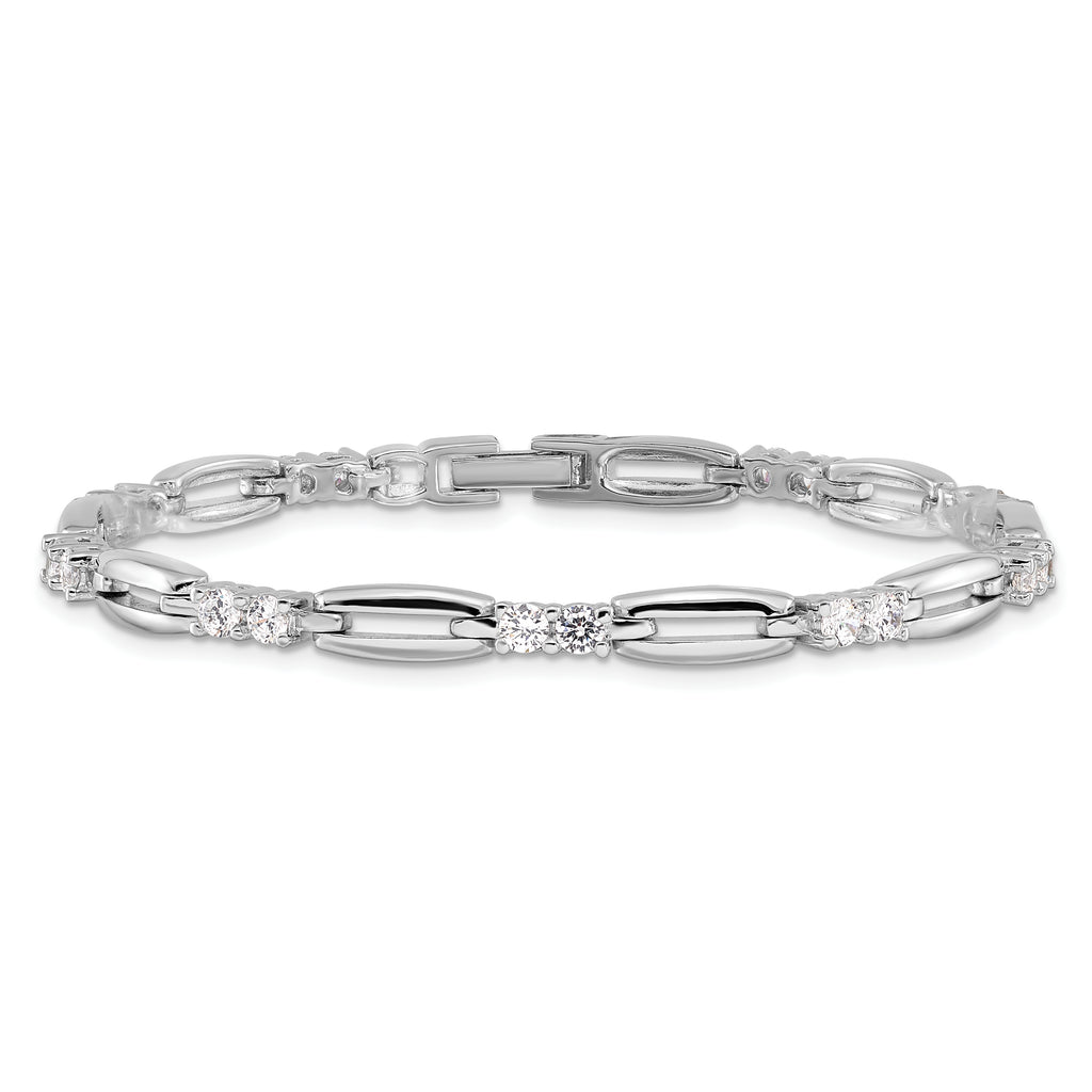 Kelly Waters Rhodium-plated CZ Link 7.25 inch Bracelet