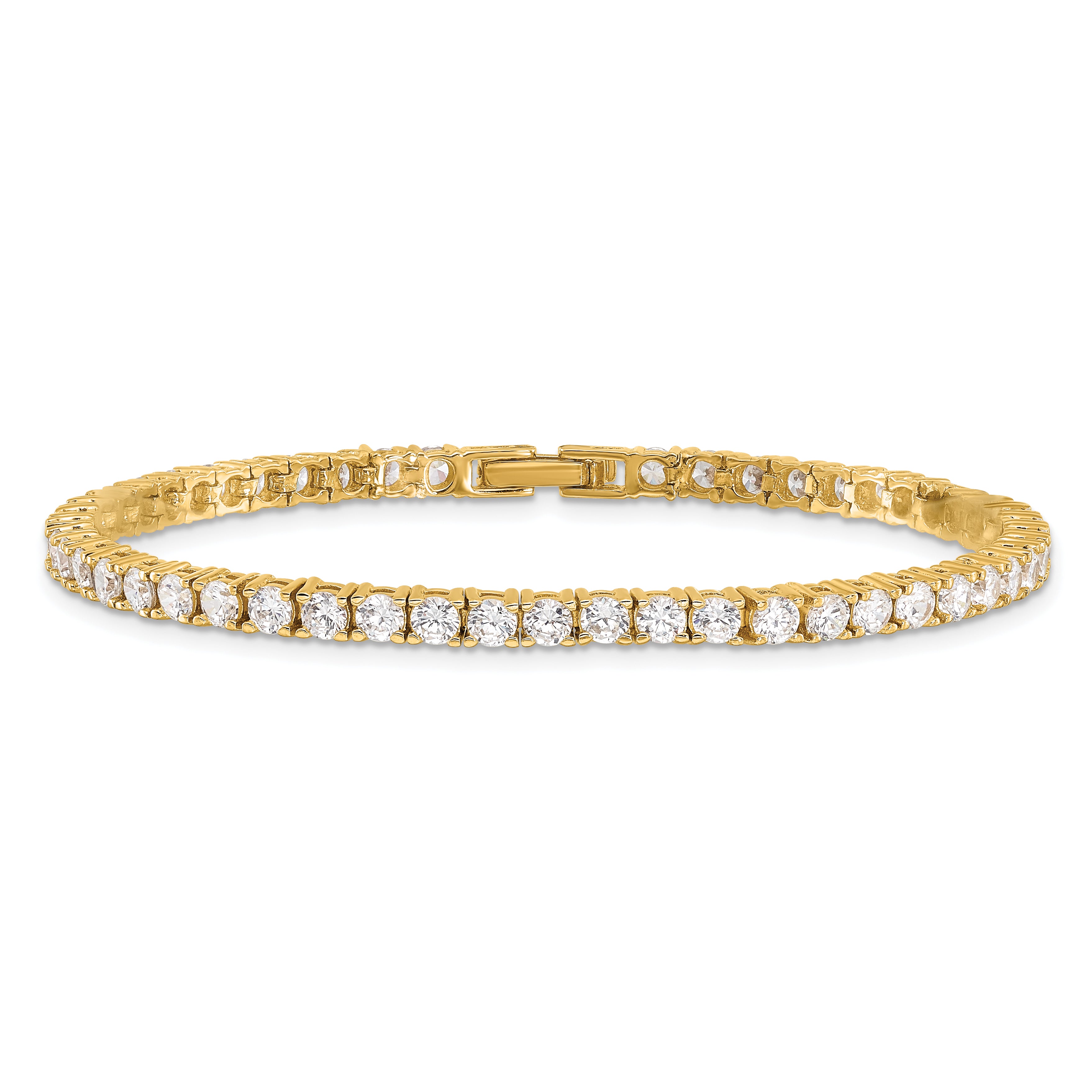 Kelly Waters Gold-plated Prong Set CZ 7.25 inch Tennis Bracelet