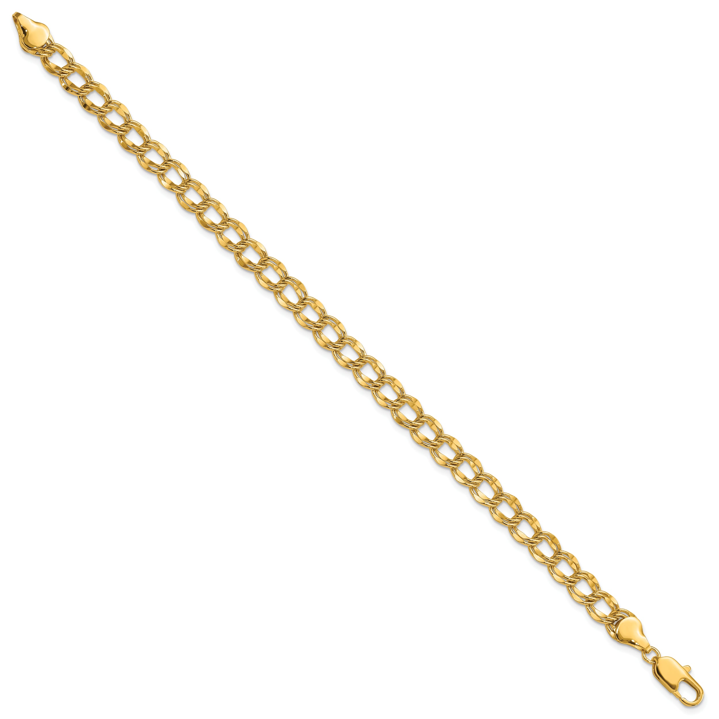 Kelly Waters Gold-plated 6.5mm Double Link Charm 7.25 inch Bracelet
