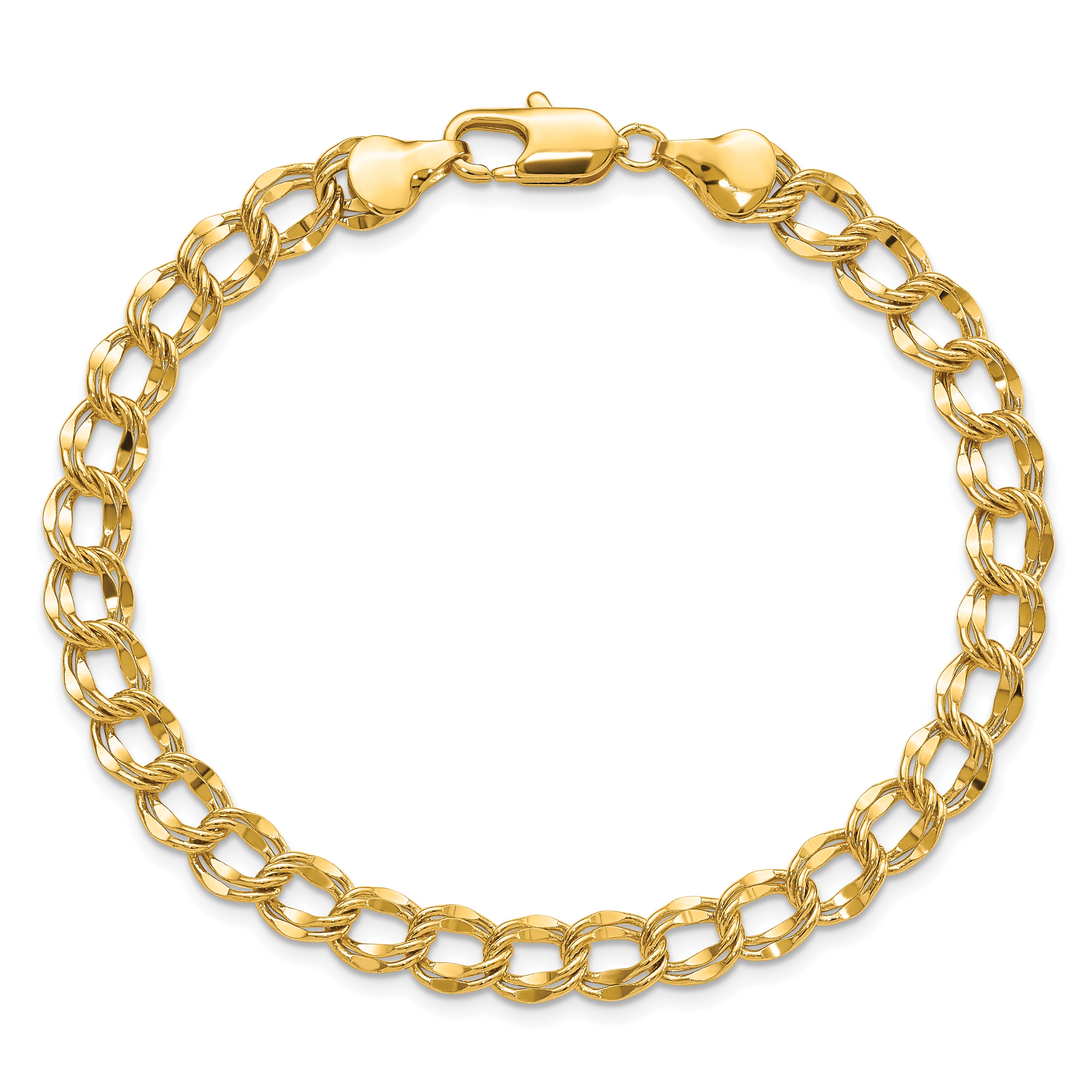 Kelly Waters Gold-plated 6.5mm Double Link Charm 7.25 inch Bracelet