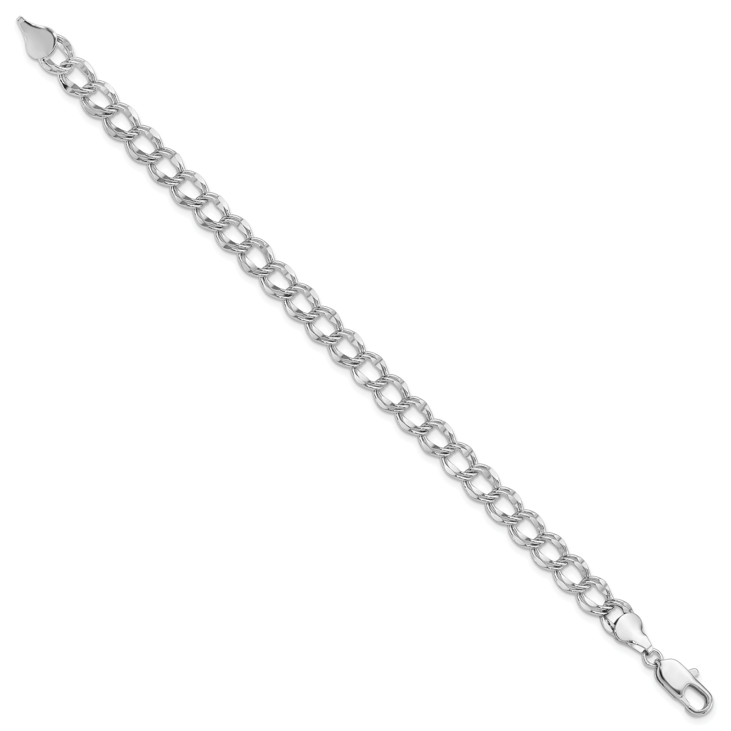 Kelly Waters Rhodium-plated  6.5mm Double Link Charm 7.25 inch Bracelet