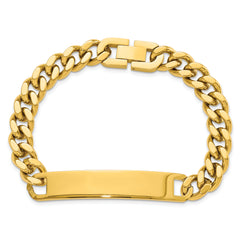 Kelly Waters Stainless Steel Yellow PVD Plated 8.25 inch Engravable ID Bracelet