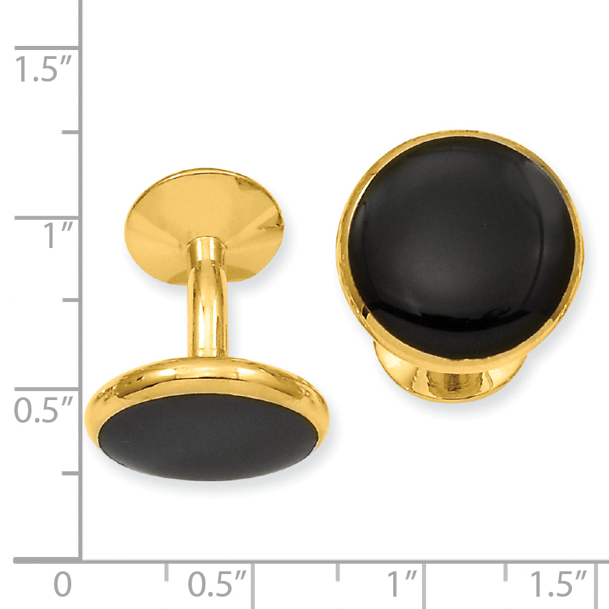 Kelly Waters Gold-plated Black Epoxy Round Cuff Links