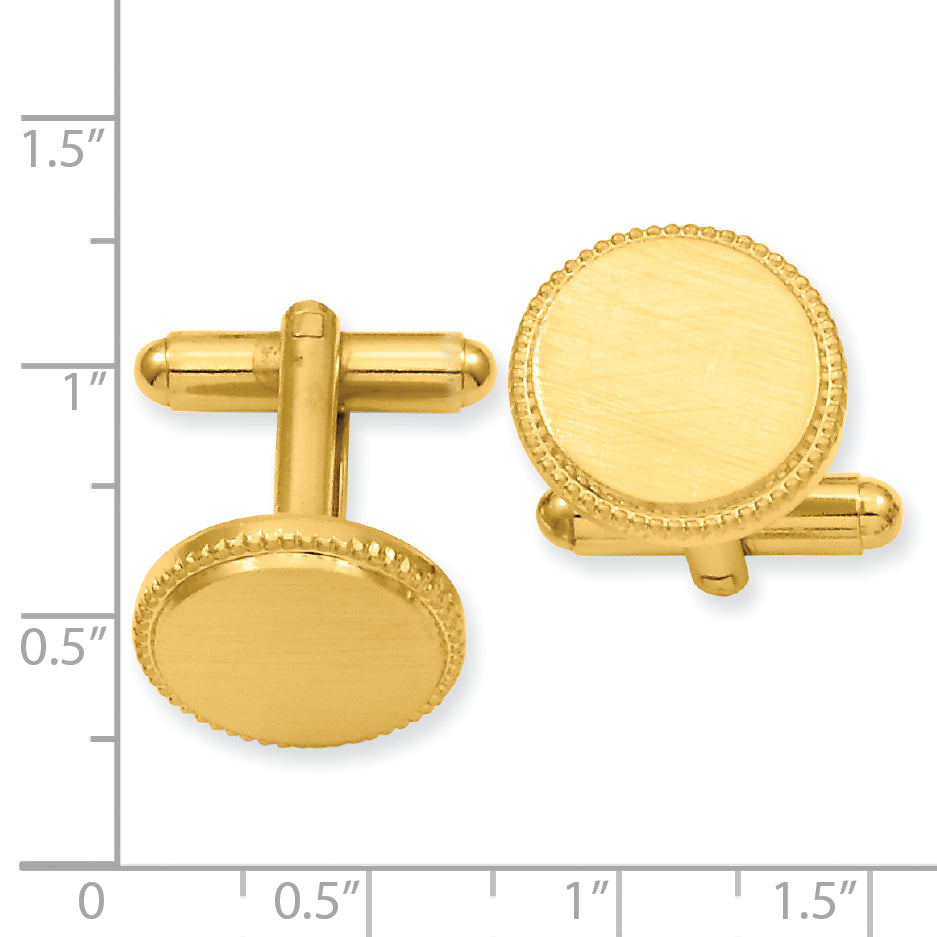 Kelly Waters Gold-plated Satin Florentine Round Beaded Cuff Links