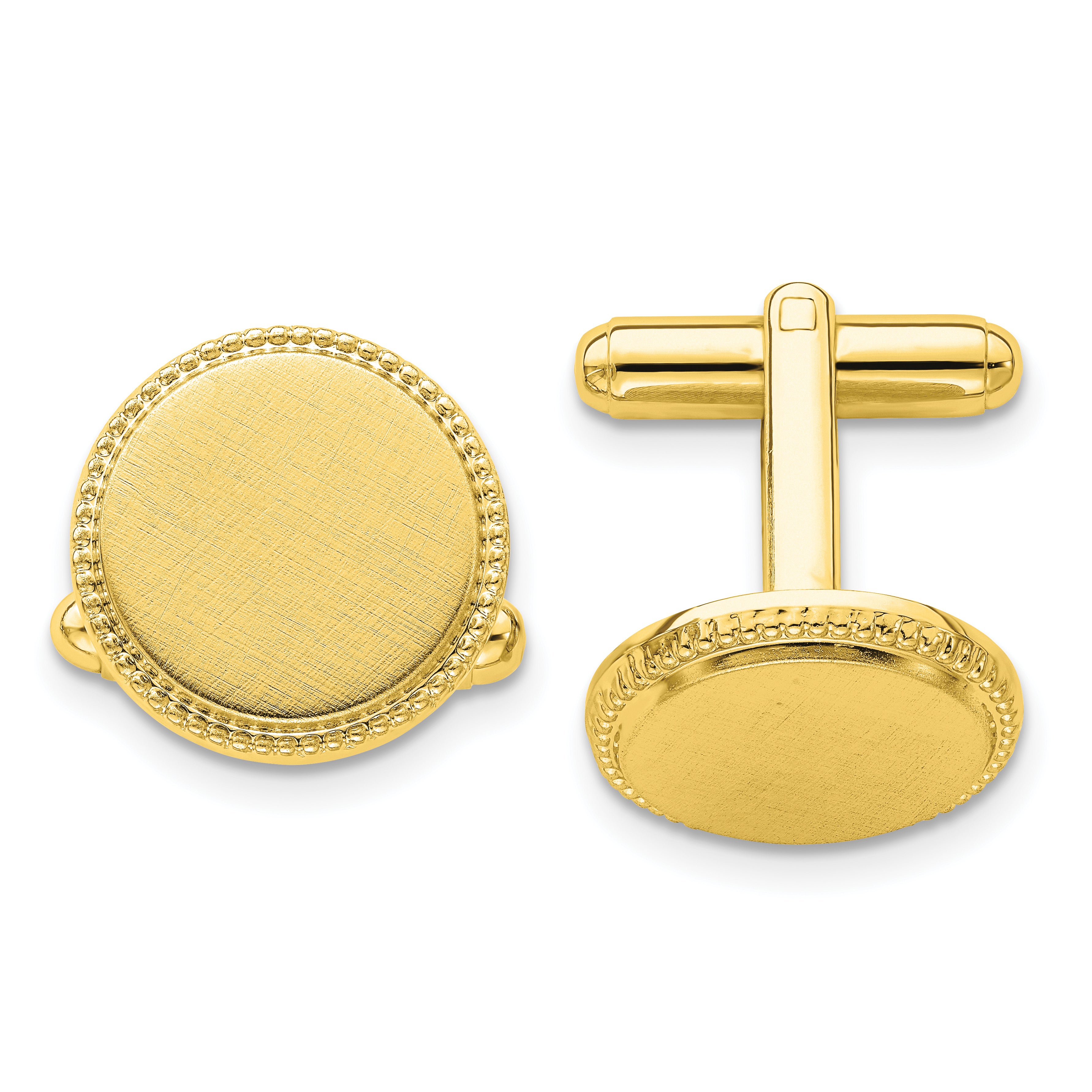 Kelly Waters Gold-plated Satin Florentine Round Beaded Cuff Links