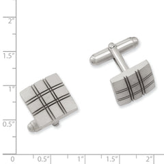 Kelly Waters Rhodium-plated Double Lines Patterned Square Cuff Links