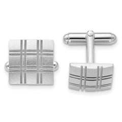 Kelly Waters Rhodium-plated Double Lines Patterned Square Cuff Links