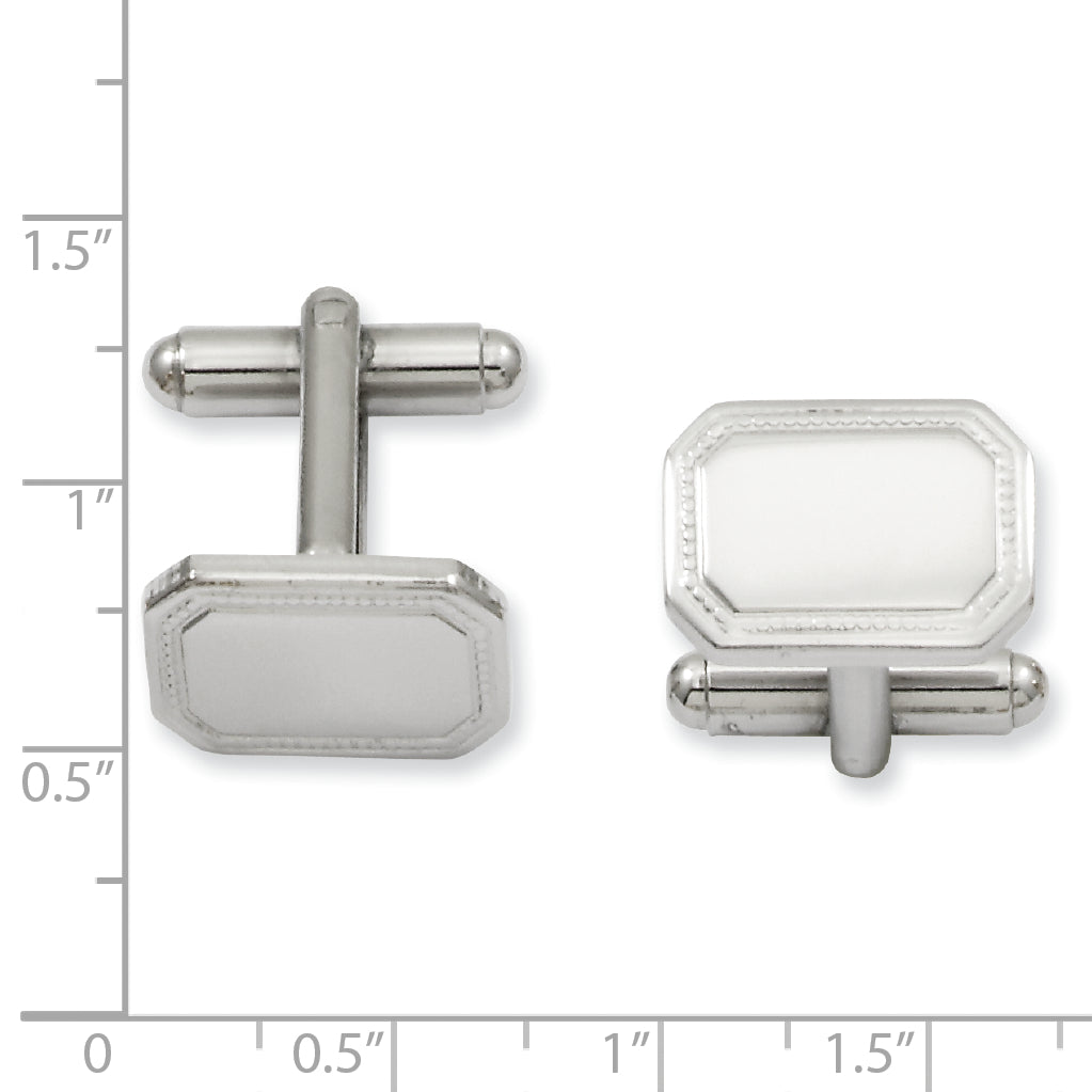 Rhodium-Plated Engravable Rectangle Cuff Links by Kelly Waters Secondary image