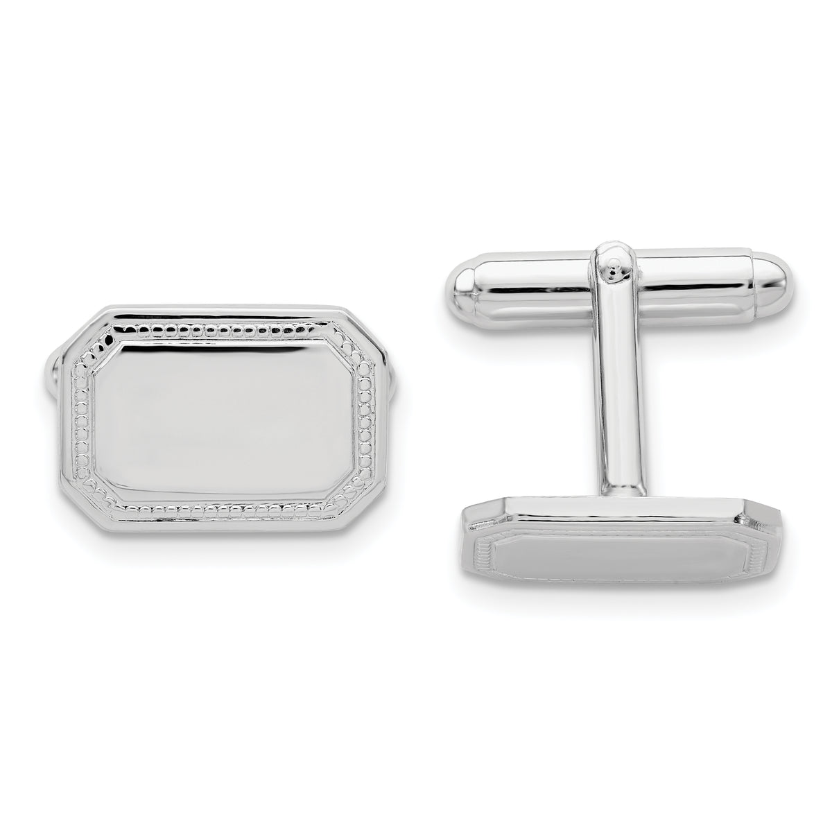 Kelly Waters Rhodium-plated Polished Rectangle Engravable Cuff Links