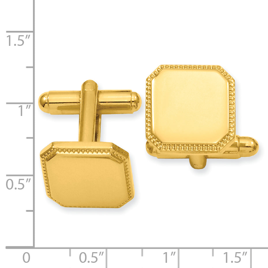 Kelly Waters Gold-plated Square Beaded Engravable Cuff Links