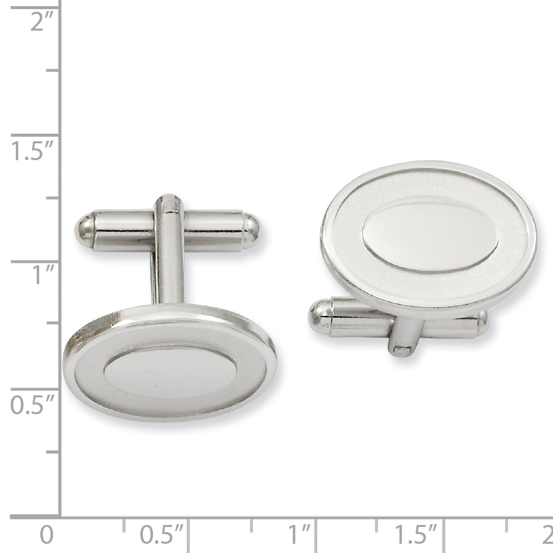 Rhodium-Plated Oval Engravable Cuff Links by Kelly Waters Secondary image