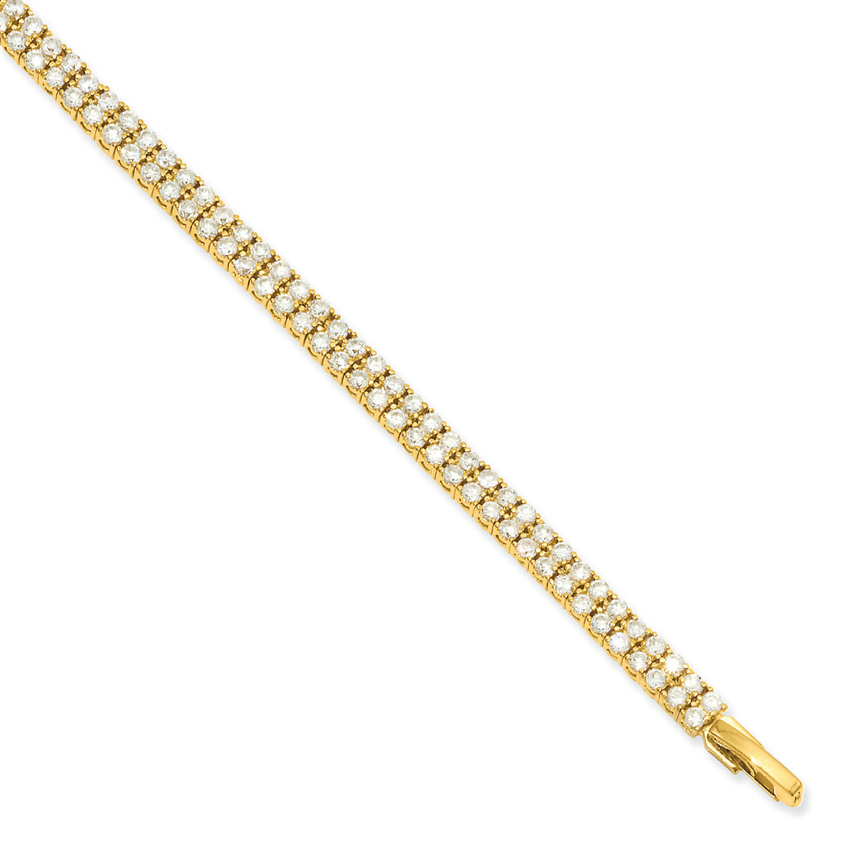 7.25in Gold-plated Kelly Waters Double Row CZ Tennis Bracelet