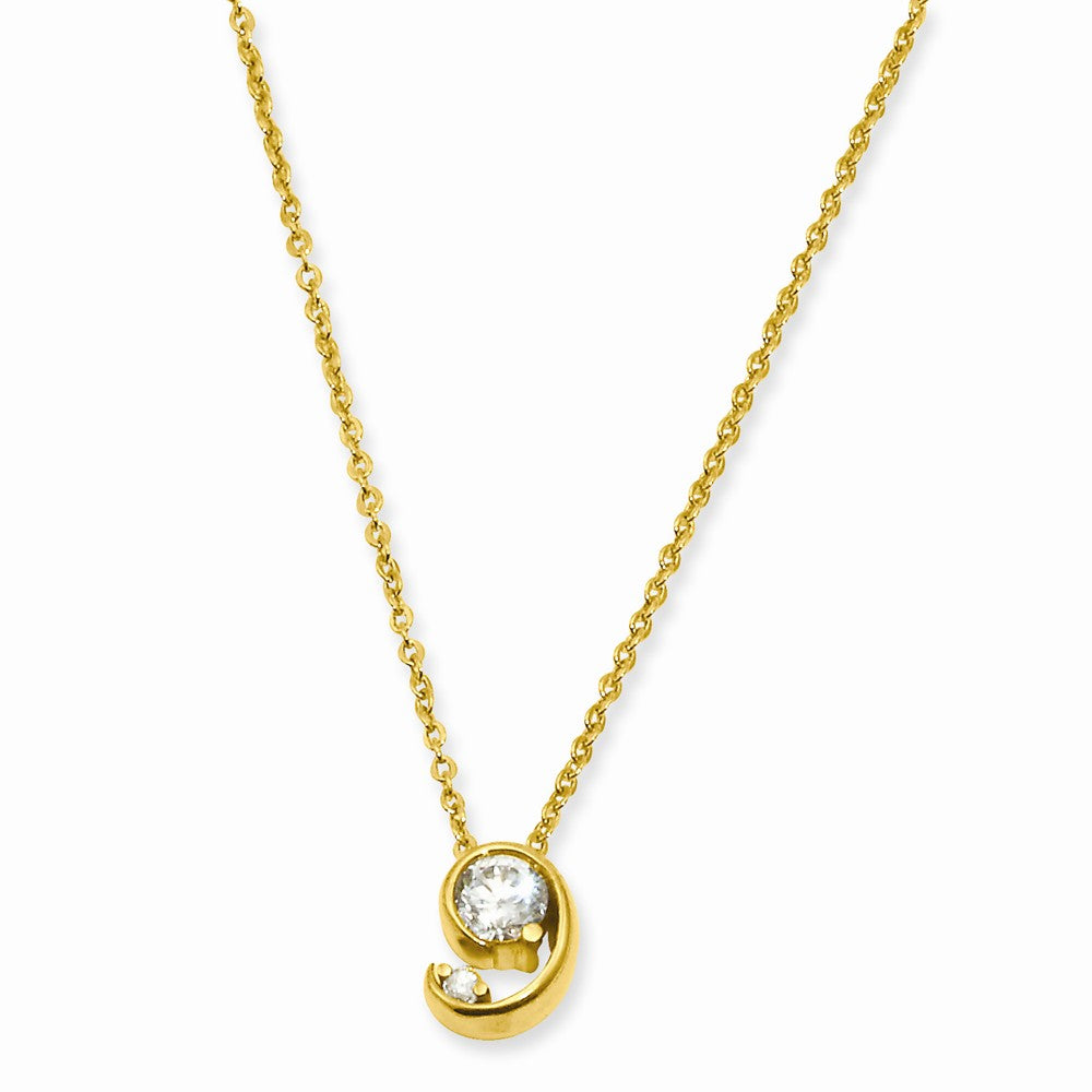 18in Gold-plated Kelly Waters Half Moon CZ Pendant Necklace