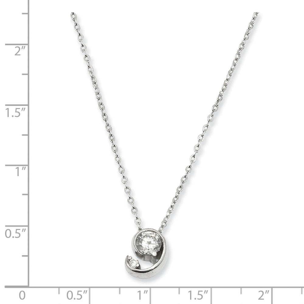 18in Rhodium-plated Kelly Waters Half Moon CZ Pendant Necklace