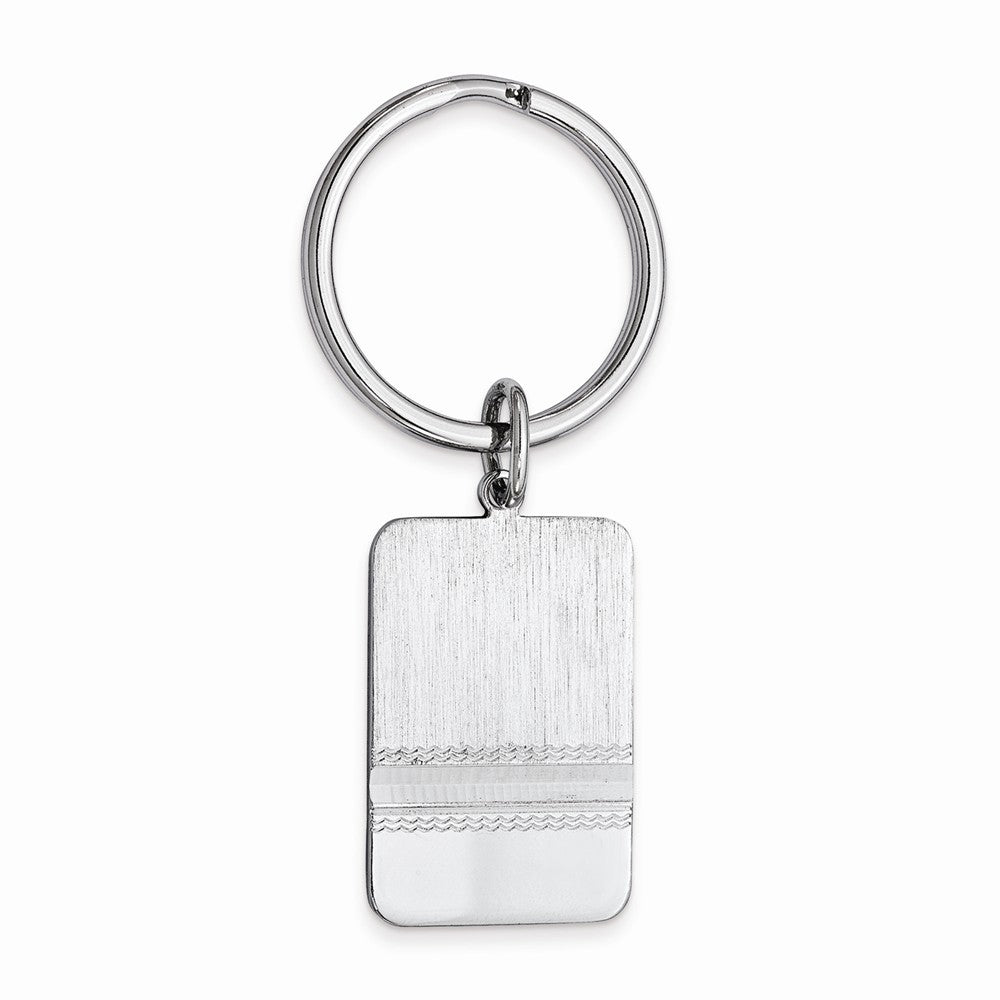 Rhodium-plated Kelly Waters Satin Key Ring with Polished End